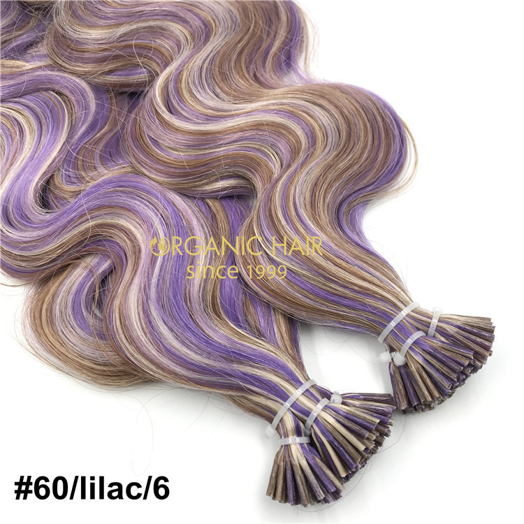 Human customized #60/Lilac/6 color keratin itip X235